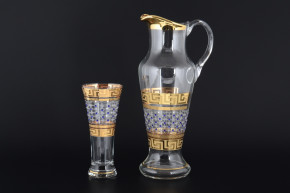Набор для воды 7 предметов (кувшин + 6 стаканов)  Bohemia "Иксовка / Версаче шестиугольники и камни синие" / 108085