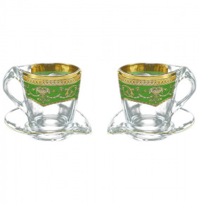 Чайные пары 260 мл 4 предмета (2 чашки + 2 блюдца) "Astra Gold /Зелёная" / 107162