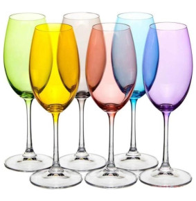 Бокалы для белого вина 300 мл 6 шт  Crystalite Bohemia "Milvus /Барбара /D4642" цветная чаша / 279650