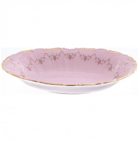 Блюдо 26 см овальное глубокое  Leander "Соната /Розовый цветок" розовая / 148684