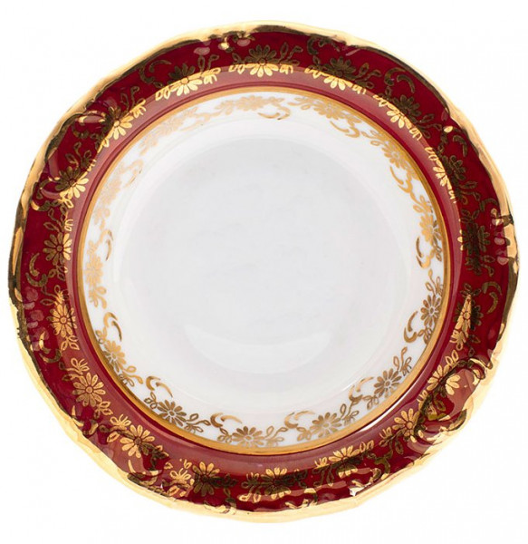 Розетка 10 см 1 шт  Royal Czech Porcelain &quot;Мария -Тереза /Красная /Золотые листики&quot; / 203387