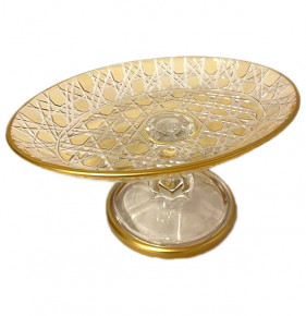 Блюдо 15 см овальное н/н янтарное  Yagmur Hediyelik "Dior /Отводка золото" / 270606
