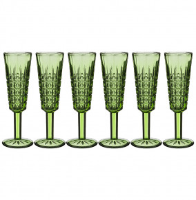 Бокалы для шампанского 150 мл 6 шт зелёные  LEFARD "Muza Color /Графика" / 192984