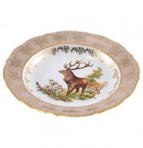 Набор тарелок 24 см 6 шт глубокие  Royal Czech Porcelain "Мария-Тереза /Охота бежевая" / 203509