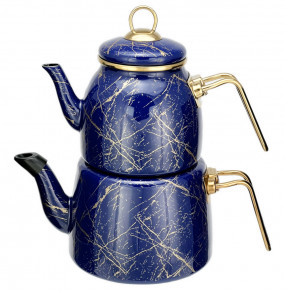 Набор чайников 2 предмета (заварочный 1 л, чайник 2 л)  Paci "Elite Class /Тёмно-синий мрамор" / 274053