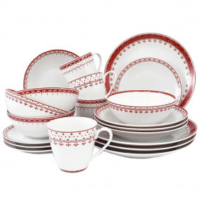 Набор посуды на 4 персоны 20 предметов  Leander "Hyggelyne /Красные узоры" / 158491