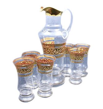 Набор для воды 7 предметов (кувшин + 6 стаканов)  Egermann &quot;Махараджа золото&quot; / 018695