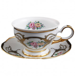 Набор чайных пар 220 мл 6 шт  Bohemia Porcelan Moritz Zdekauer 1810 s.r.o. "Анжелика /Цветы" / 099619