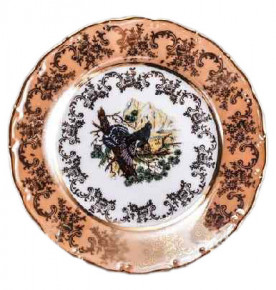 Набор тарелок 25 см 6 шт  Bohemia Porcelan Moritz Zdekauer 1810 s.r.o. "Магнолия /Охота бежевая" / 010992