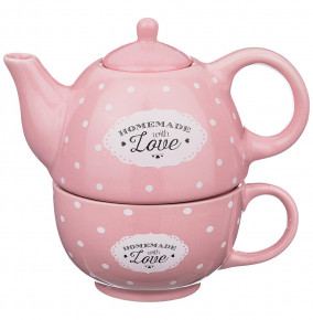 Чайный набор 2 предмета (чайник 330 мл и чашка 280 мл)  LEFARD "Милый прованс /Розовый" / 206994