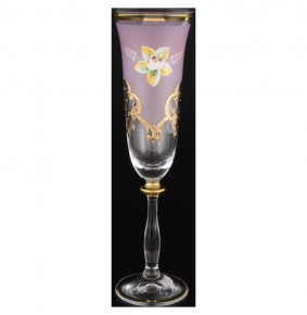 Бокалы для шампанского 190 мл 6 шт  Bohemia "Анжела /Лепка розовая" U-R / 059879