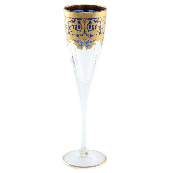 Бокалы для шампанского 170 мл 6 шт  Astra Gold &quot;Наталия /Золотой узор /Синяя&quot; / 130162