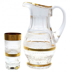 Набор для воды 7 предметов (кувшин 1,3 л + 6 стаканов 350 мл) "Max Crystal /Хрусталь с золотом" / 135872