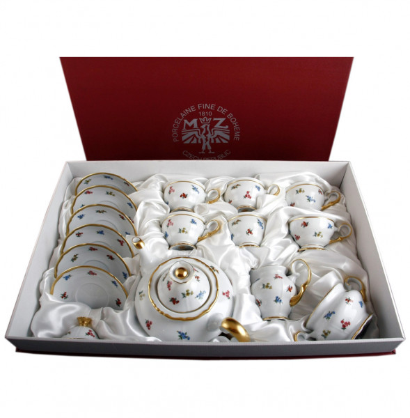 Чайный сервиз на 6 персон 15 предметов  Bohemia Porcelan Moritz Zdekauer 1810 s.r.o. &quot;Анжелика /Мелкие цветы&quot; подарочная упаковка / 098854