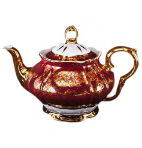 Заварочный чайник 1,2 л  Bohemia Porcelan Moritz Zdekauer 1810 s.r.o. "Магнолия /Красная с золотыми листиками" / 053052