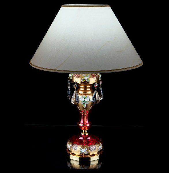 Лампа настольная 1 рожковая хрусталь &quot;Лепка красная /Elite Bohemia&quot; d-40 см, h-55 см, вес-2,16 кг / 136542