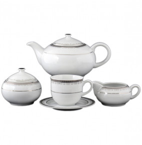 Чайный сервиз на 6 персон 15 предметов  Thun "Опал /Платиновая лента" (270 мл) / 056534