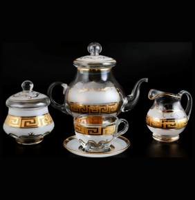 Чайный сервиз на 6 персон 15 предметов  Bohemia "Версаче золото" R-G / 069041