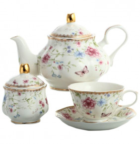 Чайный сервиз на 6 персон 14 предметов (без молочника)  Royal Classics "Цветы и бабочка" / 140036