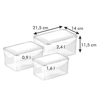 Набор контейнеров 3 шт (900 мл, 1,6 л, 2,4 л) глубокие прямоугольные  Tescoma &quot;FRESHBOX&quot;  / 247536
