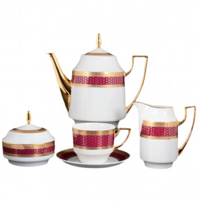 Чайный сервиз на 6 персон 17 предметов  Thun "Луиза /Королевская красная" / 114885