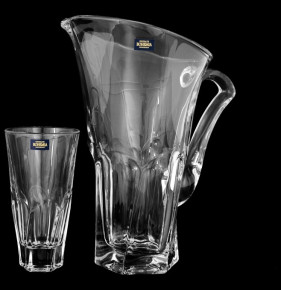 Набор для воды 7 предметов (кувшин 1,7 л + 6 стаканов по 480 мл)  Crystalite Bohemia "Аполло /Без декора" / 006765