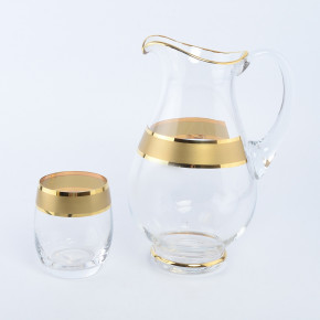 Набор для воды 7 предметов (кувшин 1,25 л + 6 стаканов)  Bohemia "Матовая полоса/золото" B-G / 113523
