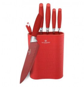 Набор ножей для кухни 7 предметов с подставкой  Berlinger Haus "Blaumann" красный / 147938