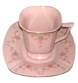 Кофейная пара 70 мл высокая  Leander "Эмпир /Розовый цветок" розовая / 243296