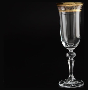 Бокалы для шампанского 150 мл 6 шт  Crystalite Bohemia "Лаура /Золотые листики" / 028674