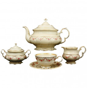 Чайный сервиз на 6 персон 15 предметов  Leander "Соната /Розовый цветок /СК" / 128397