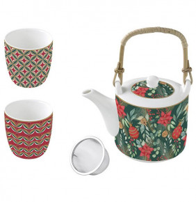 Чайный набор 3 предмета (чайник 600 мл + 2 чашки по 160 мл)  Easy Life "Рождественское веселье" (подар. упак.) / 299215