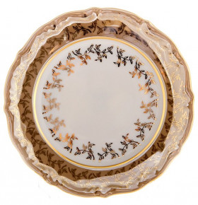 Набор тарелок 17 см 6 шт  Bavarian Porcelain "Болеро /Золотые листики на бежевом" / 091934