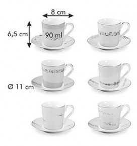 Набор кофейных пар 90 мл 6 шт для эспрессо  Tescoma "myCOFFEE /Romance" / 247494