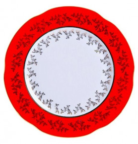 Набор тарелок 21 см 6 шт  Cmielow "Мария /Красная с золотыми листиками" / 043878