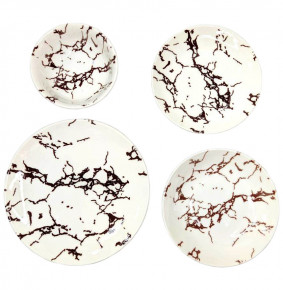 Набор тарелок 24 предмета на 6 персон  O.M.S. Collection "TULU /Коричневый мраморный дизайн" / 288920