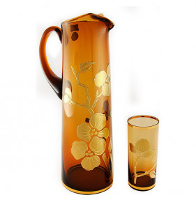 Набор для воды 7 предметов (кувшин 1,5 л + 6 стаканов по 250 мл)  Egermann "Золотая сакура" / 029979