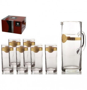 Набор для воды 7 предметов (кувшин + 6 стаканов)  Bohemia "МГ /Версаче золото" / 101353