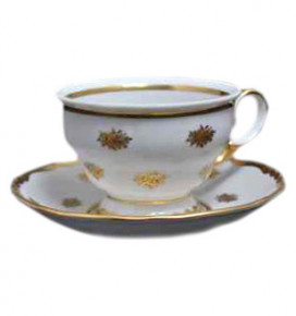 Набор чайных пар 220 мл 6 шт  Bohemia Porcelan Moritz Zdekauer 1810 s.r.o. "Анжелика /Маленькие золотые розочки" / 033829