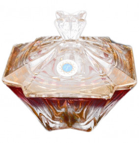 Ваза для конфет 15 см с крышкой  Crystalite Bohemia "Метрополитэн /Янтарно-розовая" R-G / 118309