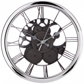 Часы настенные 30 см кварцевые круглые серебро  LEFARD "GEAR" / 188037