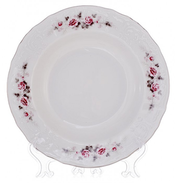 Набор тарелок 23 см 6 шт глубокие  Thun &quot;Бернадотт /Серая роза /платина&quot; / 012780