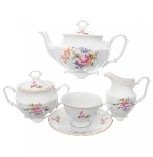 Чайный сервиз на 6 персон 15 предметов  Repast &quot;Мария-Тереза /Полевой цветок&quot; (классическая чашка) / 236353