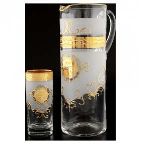 Набор для воды 7 предметов (кувшин 1,5 л + 6 стаканов)  Bohemia "Богемия /Антик золото" Б-Г / 056637