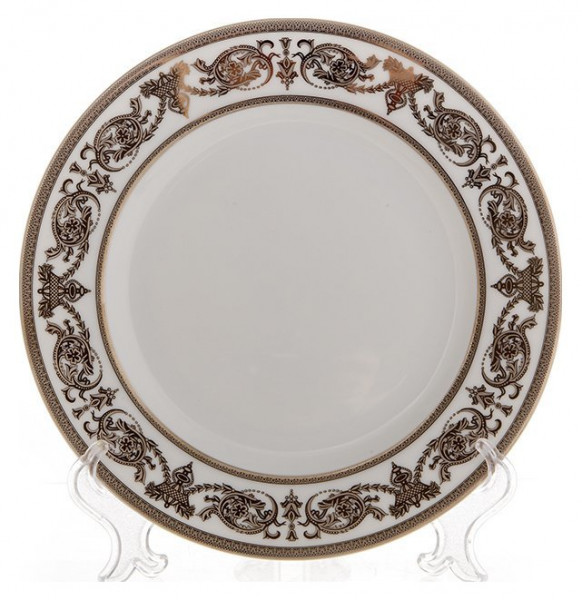 Набор тарелок 19 см 6 шт  Bavarian Porcelain &quot;Александрия /Платиновый узор на белом&quot; / 070338