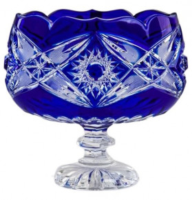 Конфетница 20,5 см н/н  Aurum Crystal "Нордика /Синяя" / 152686