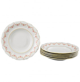 Набор тарелок 23 см 6 шт глубокие  Leander "Соната /Розовый цветок" / 084178