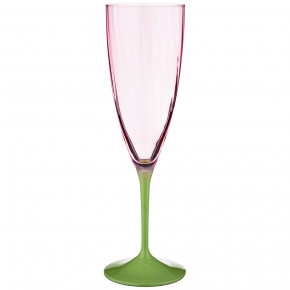 Бокалы для шампанского 220 мл 6 шт розовые  Crystalex CZ s.r.o. "Кейт /Оптика /D5097" зелёная ножка / 170354