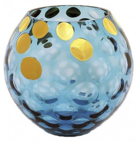 Ваза для цветов 20,5 см  Egermann "Эгерманн /Аквамарин /Золотые шары" / 061248