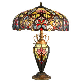 Лампа настольная 3 рожковая  Velante "Tiffany" Цветы и камения / 304778